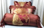 Jc Penny Home Collection 3-DECORATIVE Bedroom Pillows Set Maroon & Gold. Fixed Price $42.99.