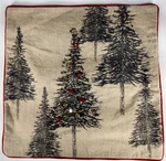 Pottery Barn Christmas Pillow Cover Homespun Pine Trees Velvet Back Jingle Bells. Fixed Price $34.99.
