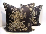 French Country House Toile, Waverly Fabric, Pillow Shams, Wool Sateen Backs, New. Fixed Price $60.00.