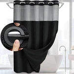 No Hook Shower Curtain With Snap Liner Set Less Time Black Waffle. Fixed Price $29.49.