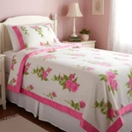 Vintage Rosebuds Jc Penney Fashion Manor Pearl Blanket 72X 90. Fixed Price $80.00.