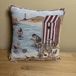 Iosis Paris Tapestry Pillow 8X8 Beach Scene French Decorative Cushion France. Fixed Price $20.89.