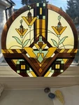 Joan Baker Designs Mission Style Stained Glass Suncatcher Window Panel Flw 10". Fixed Price $46.99.