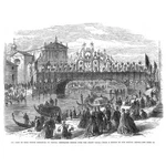 Venice King Victor Emmanuel Visit Decorated Bridge Grand Canal - Old Print 1866. Fixed Price $13.31.