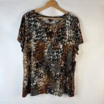 East 5TH Mosaic Tile Top Womens 2X Brown Multi Geometric Short Sleeve Relaxed. Fixed Price $14.99.