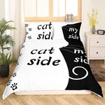 Cat Side And My Bedding Set Queen Size Black White Duvet Cover Mode. Fixed Price $54.00.