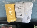American Baby Company Mini Crib Fitted Sheet Cotton Yellow Gray White Star Print. Fixed Price $14.90.