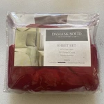 Charter Club Damask Solid 1 Twin Flat Sheet + Pillowcase, 500 Tc, Red. Fixed Price $25.00.