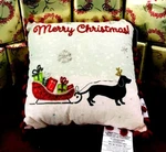 City Chic **dachshund Raindeer Beaded** Christmas Pillow 12X12 Nwt. Fixed Price $6.98.