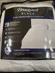 Beautyrest Black King Mattress Pad 400TC Cotton Antimicrobial Waterproof. Fixed Price $55.00.