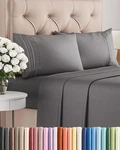 Queen Size 4 Piece Bed Sheet Set - Comfy Breathable & Cooling Luxury Dark Grey. Fixed Price $33.55.