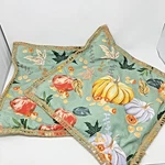 2 Love Marlo Autumn Fall Pumpkin Square Pillow Shams Sage Green Jute Trim. Fixed Price $59.99.