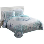 Caribbean Joe Coastal 3-PIECE Quilt Set Full/queen Beach Delight Aqua. Fixed Price $115.97.