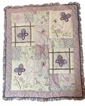 Cocalo Crib Quilt And Bed Skirt Butterfly Flower Luxury Plush Sugar Plum. Fixed Price $29.99.