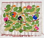 Vtg Tropical Bird Flowers Cotton Applique Textile Folk Art Panel Read 16 X12. Fixed Price $18.50.