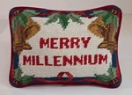 Homespun Elegance Merry Millennium Christmas Needlepoint Pillow Velvet Back 8X6. Fixed Price $8.95.