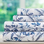 4 Pcs King Size Floral Blue Sheets Soft Long Lasting Cooling Bed Set Decor. Fixed Price $53.72.