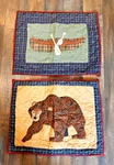 Vtg Magic Quilted Pillow Shams Cover Patchwork Plaid Bear Canoe Cabin Set. Fixed Price $39.99.