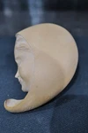 Vintage Albert Nadeau Signed Hand Carved Wood Moon Face Plaque Bec Canada 5X6. Fixed Price $29.99.