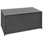 Vidaxl Patio Storage Box Outdoor Black Poly Rattan Chest For Cushions, Blanket. Fixed Price $205.99.