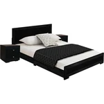 Camden Isle Queen Size Trent Wood Platform Bed In Black With 2 Nightstands. Fixed Price $758.40.