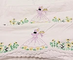 Vtg Hand Embroidered Crochet Standard Pillowcase Set Of 2 Southern Belle Flowers. Fixed Price $19.99.