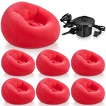Relax Anywhere With Your Own Blow Up Couch - 6 Red Bean Bag Set. Fixed Price $179.99.