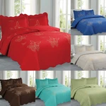 3PC Set Solid Stippling Stitch Embroidery Butterflies Bedspread Quilt/shams. Fixed Price $47.00.