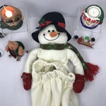 Snowman Collections Bag Sack Homco Candle Holders Skier Figures Sled Lot Of 8 Pc. Fixed Price $14.95.