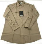New Blauer Mens Long Sleeve Poly Wool Shirt 8450 Silver Tan 17 X 35". Fixed Price $26.59.