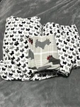 Scottie Dog Bed Sheets Sz. Queen 3 Pillowcase, Fitted, Flat, 100% Cotton. Fixed Price $31.99.