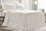 Lush Cor Ella Shabby King Bedspread Set White Ruffled 100% Polyester. Fixed Price $38.00.