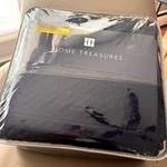 Home Treasures Basketweave Quilted Coverlet Set (3 Euro Shams) King Navy Blue. Fixed Price $349.00.
