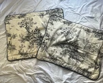 Thomasville Pillow Sham Pair Black Ivory Toile Cottage French Country Std Euc. Fixed Price $28.00.