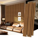 3D Teak Wood Acoustic Wall Panels, 4 Pack, 92.5X11 In, Sound Absorbing Decor. Fixed Price $266.99.