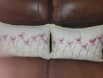 Set Of 2- Winston Thomas 17"X 12" Rectangular Zippered Pillows, Flowers Stitched. Fixed Price $16.89.