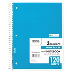 Mead 3 Subject Spiral Notebook Wide Ruled Dividers 120 Sheets Assorted Colors. Fixed Price $9.29.