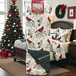 Lenox Reversible Christmas 3-PIECE Quilt Set Queen X90 Cardinal & Pine New. Fixed Price $100.00.