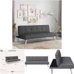 3-IN-1 Convertible Couch Bed Twin Size Tufted Back Charcoal Fabric Sofa Sleeper. Fixed Price $595.99.