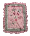 Just Born Antique Chic Pink Gray Butterfly Blanket Quilt Applique Ruffles Girly. Fixed Price $24.91.