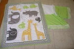 Carters Animals Gray White Green Crib Set Bedding Quilt Dust Ruffle Skirt. Fixed Price $25.64.
