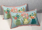 Set Of Hampton Bay Outdoor Throw Pillows Rectangular Blue Teal Coral 19"L 12"W. Fixed Price $29.98.