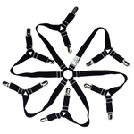 Adjustable Elastic Bed Sheet Straps Crisscross Fitted Suspenders Black. Fixed Price $20.23.