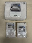 Real Simple King Duvet Cover Set White Jules 100% Cotton + 2 Standard Shams New. Fixed Price $99.99.