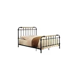 Benzara Curved Headboard Metal Full Size Bed With Spindles, Black And Gold. Fixed Price $529.71.