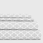 4 Piece Queen Bedding Sheet Set Gray Quatrefoil - Sleep Ever With These Ultra.... Fixed Price $44.81.