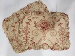 2 Vtg French Toile Floral Large Vibrant Pillow Shams Covers Ruffles Usa Made. Fixed Price $29.99.