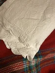 White Lamont Home Matelasse Scalloped Cotton Twin Coverlet 67X96/ST. Sham 21X28. Fixed Price $74.99.