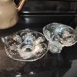 Pair Vintage Heisey Orchid Etch #507 Footed Nut Bowls - Waverly Blank Signed. Fixed Price $29.99.