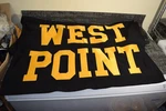 Vintage West Point Us Military Acad Sewn Logo Bed Cover Blanket Black Gold 66X33. Fixed Price $95.00.